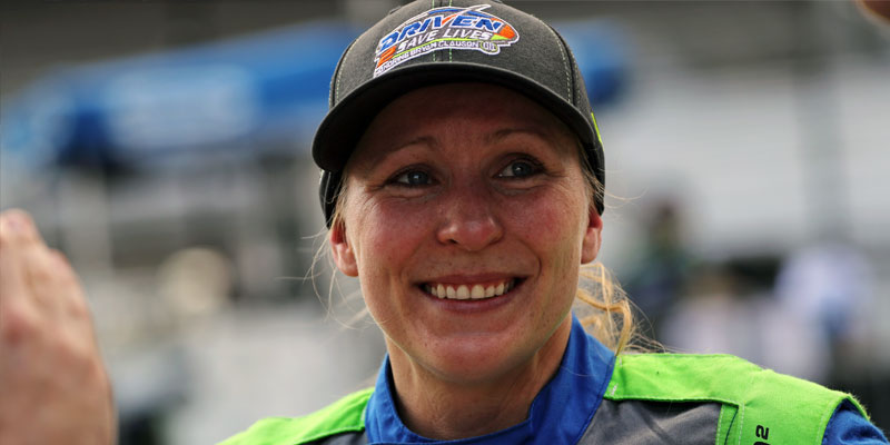 Pippa Mann on pit road in 2019